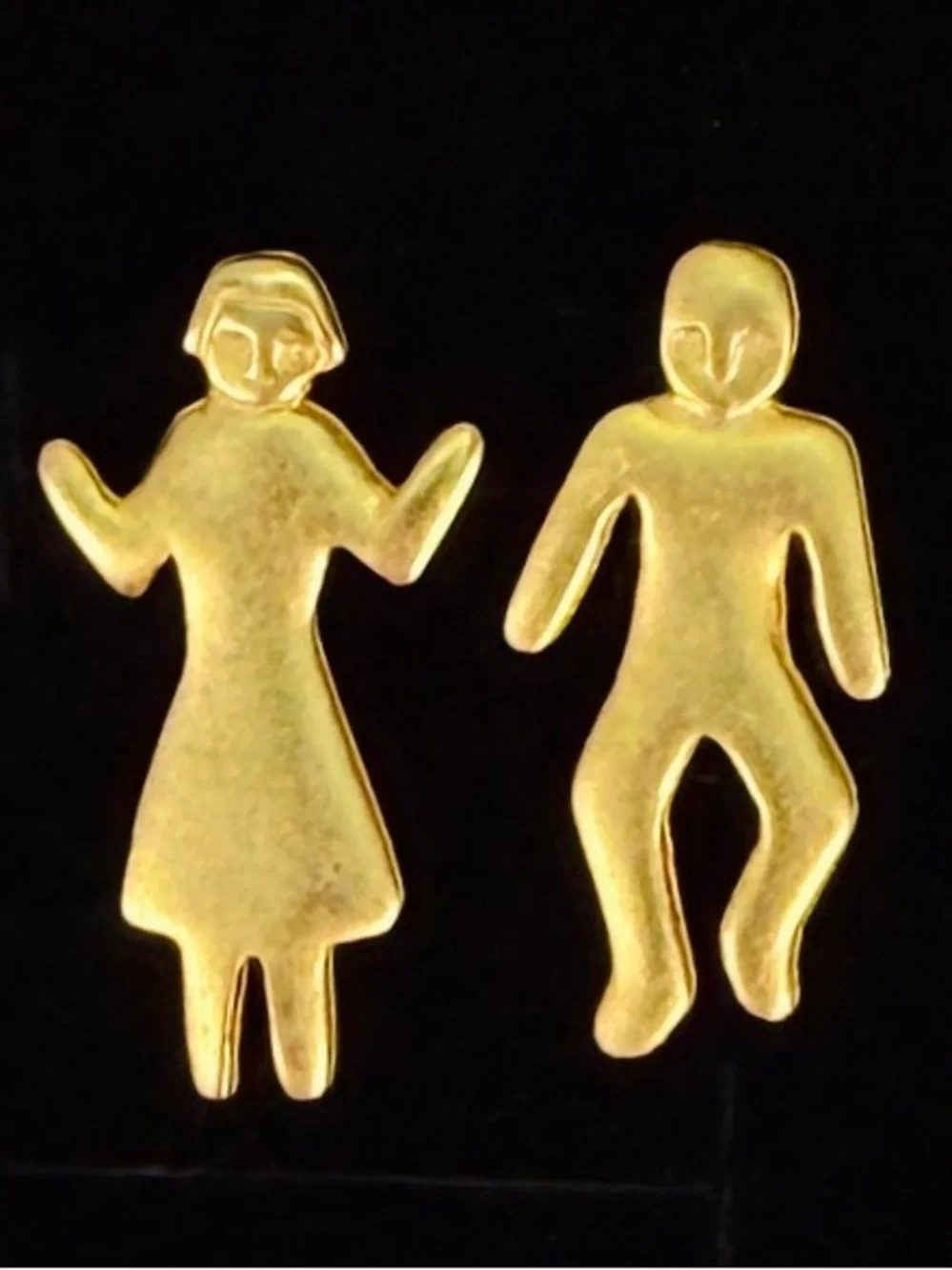 Vintage Goldtone Dancing Figure Post Earring signed  JJ 1988